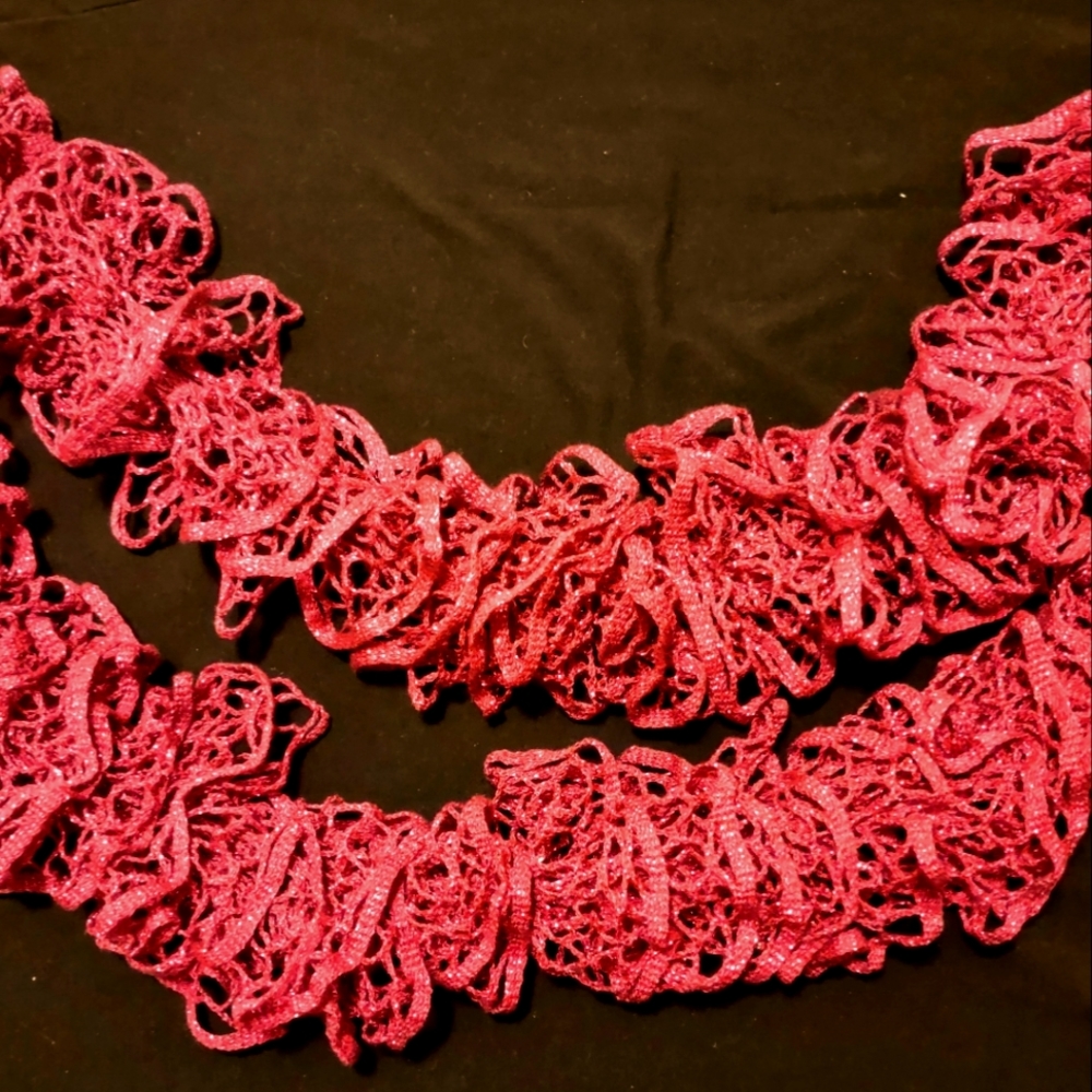 Hand Made Crochet Scarf, Exquisite & Unusual Yarn / Pattern, One of A Kind